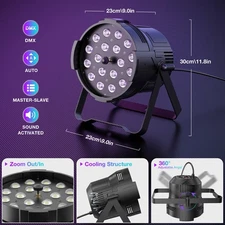 324W RGBWA+UV LED Par Light Zoom 6in1 Disco Stage DJ DMX Wash Light Party Show