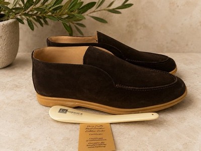 Giorgio s Palm Beach Handmade Italian Suede Venetian Loafers Dark Brown EU 46  