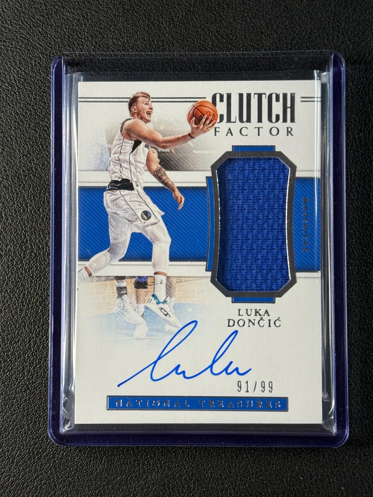 LUKA DONCIC 2018-19 NATIONAL TREASURES CLUTCH FACTOR ROOKIE JERSEY AUTO RC /99