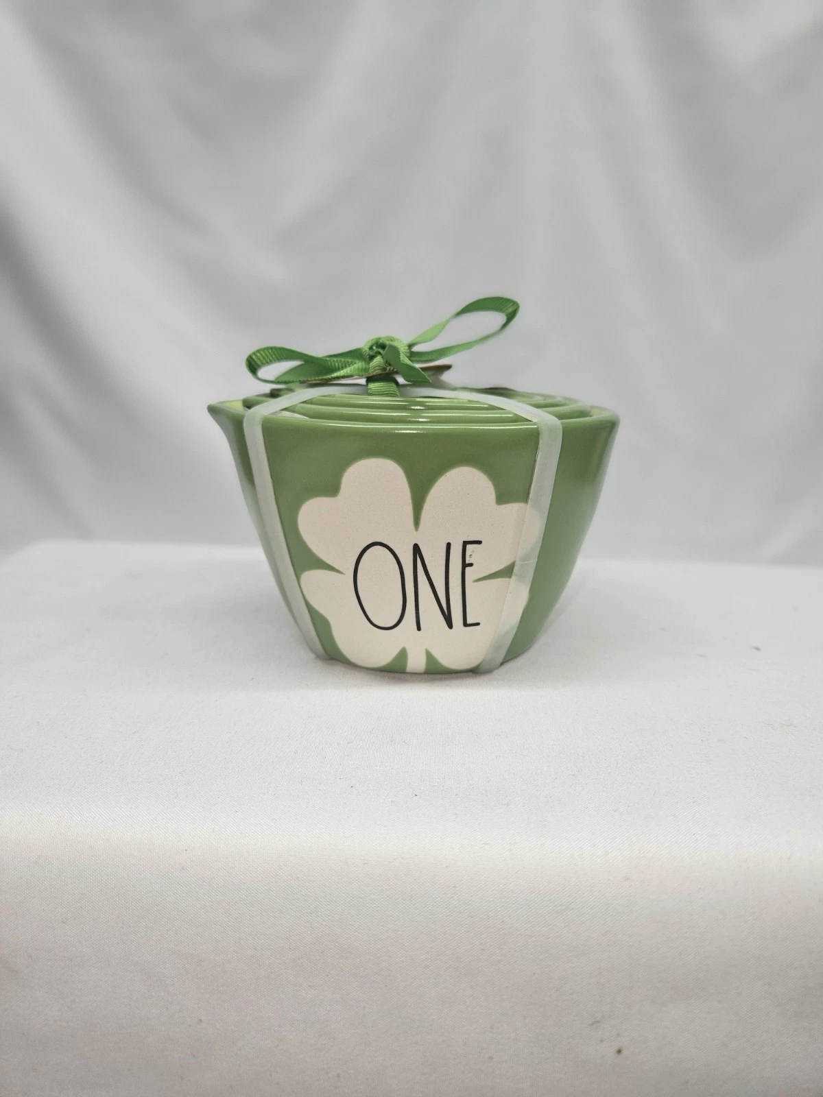 NEW Rae Dunn Artisan Collection by Magenta 4 Ceramic Shamrock Measuring Cups