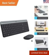 Compact Graphite Wireless Keyboard  Optical Mouse - Auto-Sleep Feature Included