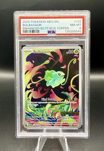 PSA 8 Bulbasaur Stamped Box Promo 133/132 Pokemon Mega Evolutions 2025 ENGLISH