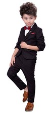Fengchengjize Boys 3Pcs Modern Fit Suit Solid Dress Suit Jacket Vest Pants