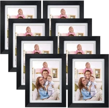 5X7 Picture Frame Set of 8, 6X8 Matted to Display 5 by 7 Photo with Mat or 6 by