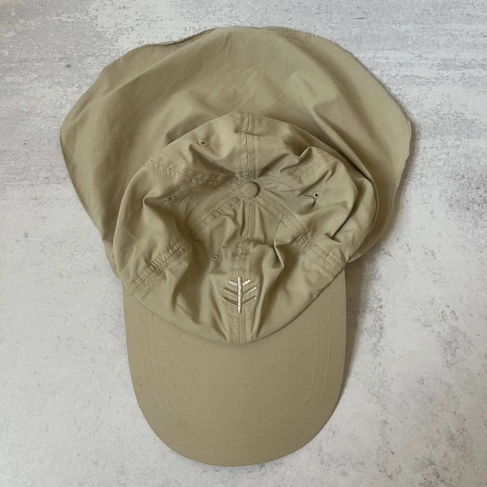 Coolibar Nylon Sun Protection Hat Neck Drape Neutral Beige