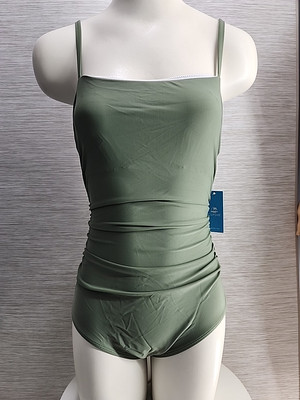Nwt Cupshe  swimsuit Olive Color  Ruched Sides  Size Small Tummy Contouring 
