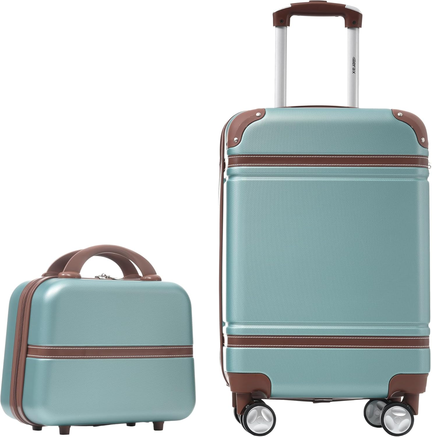 Carry on Luggage, Hardside 20 Inch Suitcase Set with Cosmetic Case, Vintage Trav-image