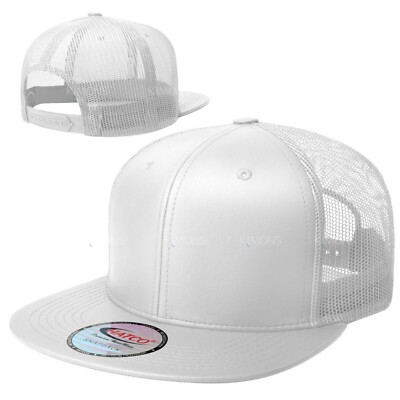 Snapback Hat Flat Mesh back Leather Hip Hop Trucker Baseball Cap Plain Solid