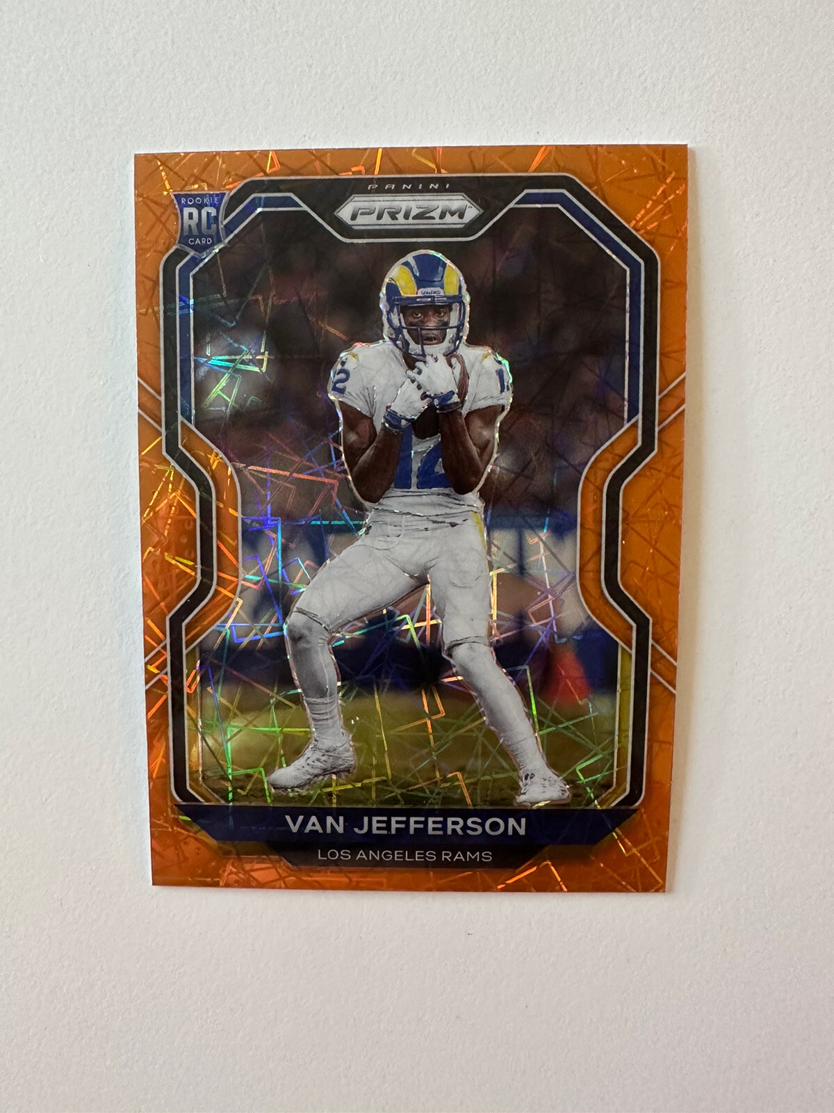 2020 Panini Prizm Van Jefferson Orange Lazer Prizm Rookie #377 Los Angeles Rams