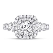 14kt White Gold Womens Diamond Halo Wedding Engagement Ring 1-3/4ctw Certified 