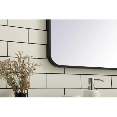 Elegant Decor Evermore 36x40" Soft Corner Metal Rectangular Mirror in Black - Picture 7 of 8