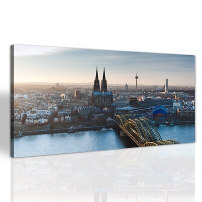 Kathedrale und Stadt Panorama Wohnzimmer Leinwand Wandbilder Canvas Deko 140x70