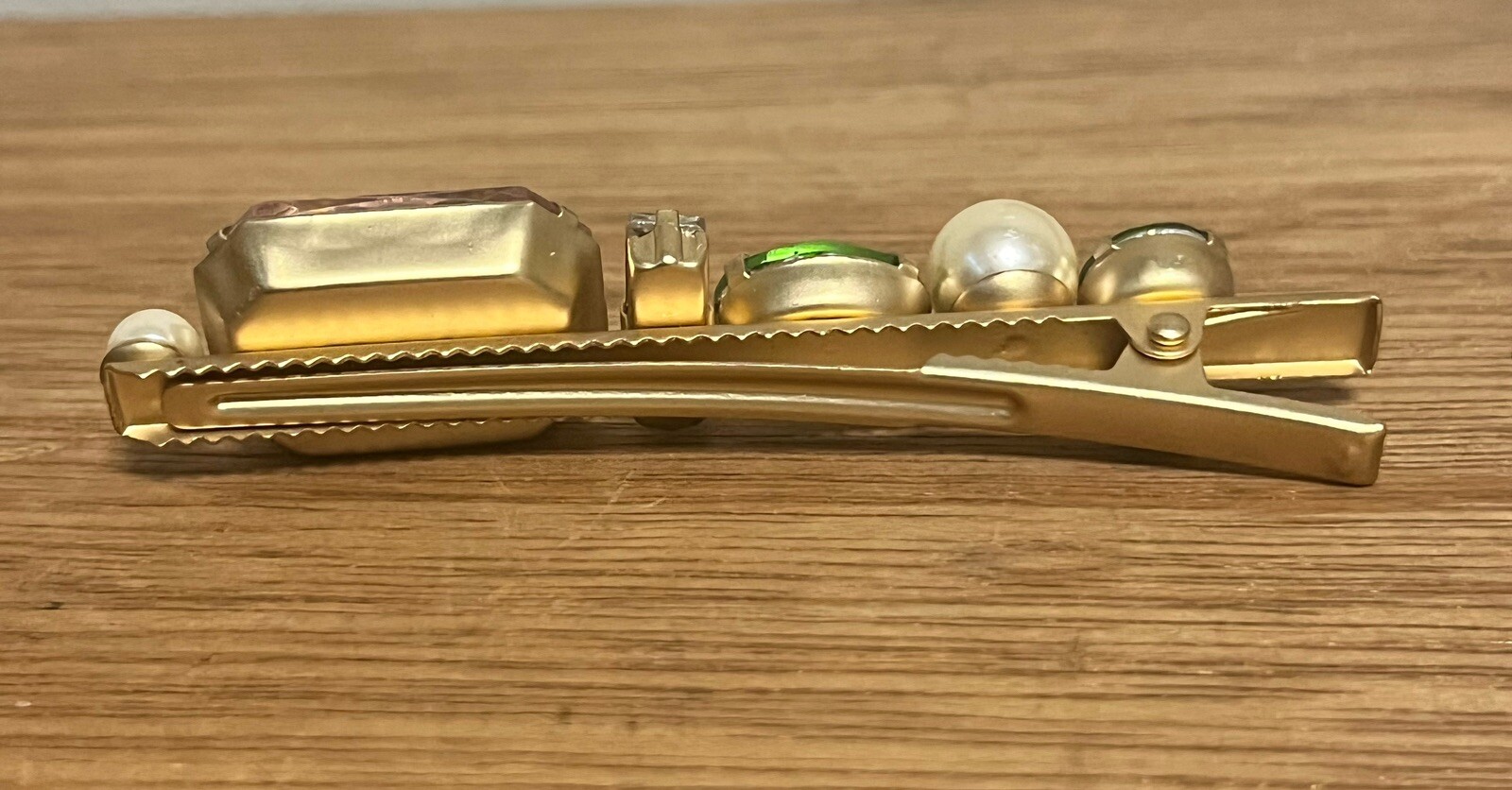 Mixed Crystal Rhinestone Hair Clip Faux Pearl Barrette Accessory Gold