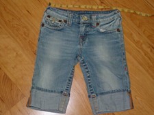 True Religion Girls Faded Sophie Bermuda cuffed Jean Shorts Size 7 distressed