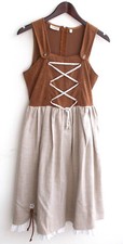 Children's costume dress sleeveless brown, skirt linen gray size 170 by Landhaus