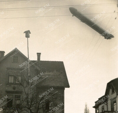 original Stereofoto Luftschiff Zeppelin LZ1 S.M.Z.1 im Flug Stereoskop, ca. 1900