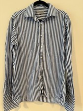 Ted Baker London Shirt Mens Sz 3 Blue White Striped Button Up Long Sleeve US M