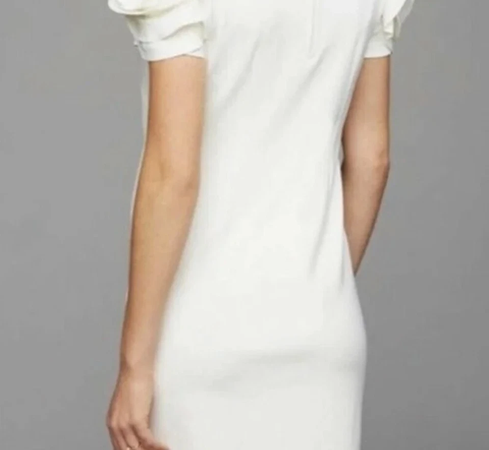 PIETRO BRUNELLI Designer White Maternity Ruffled Dress Women’s Size SMALL - Image 3 of 4