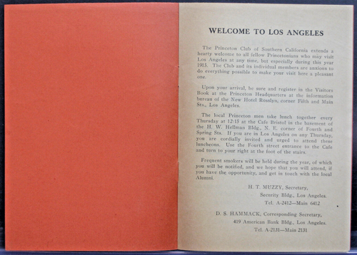 Booklet - Directory of Princeton Alumni in Southern California 1915 EPH85 - Foto 3 di 4