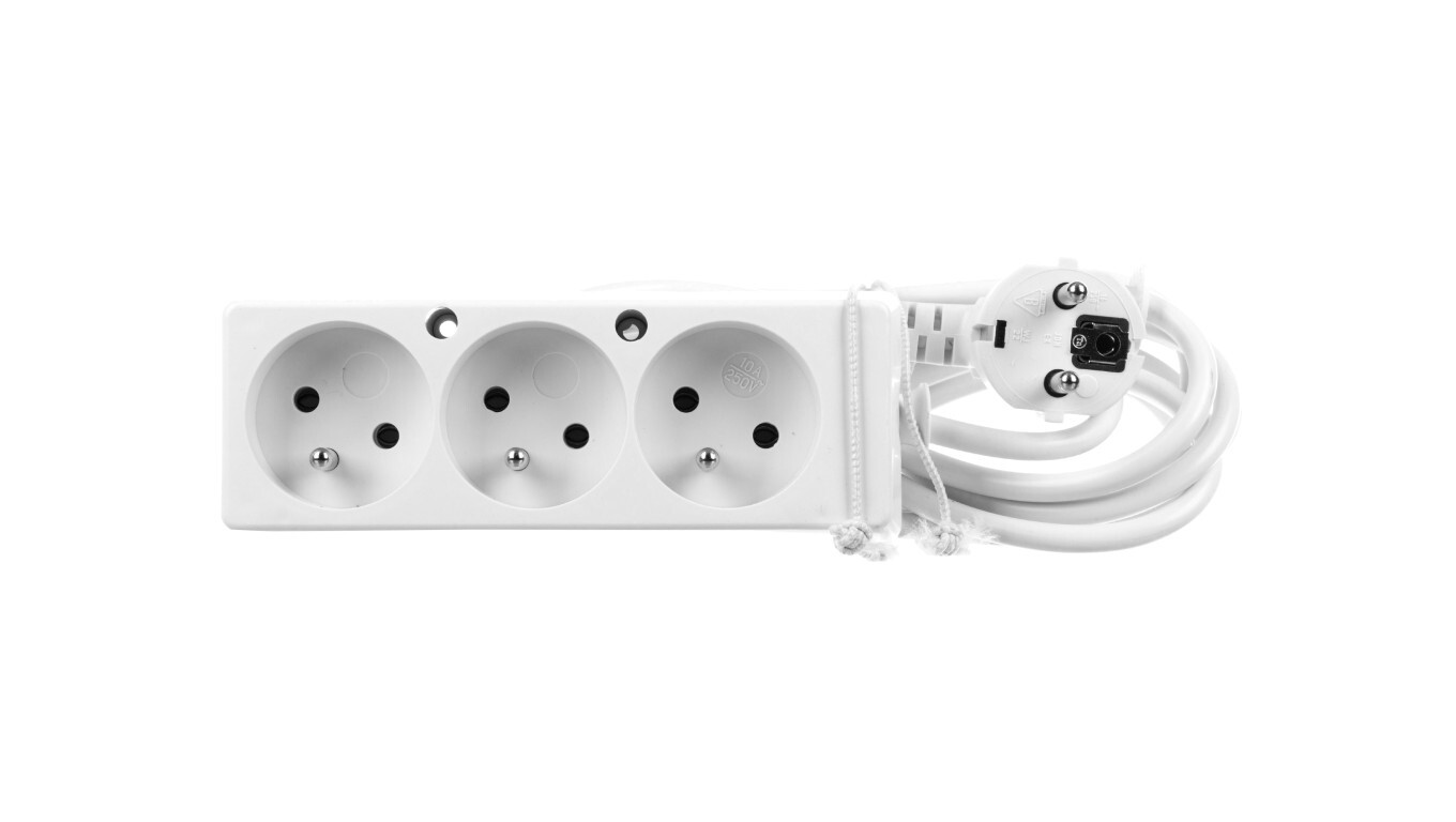 3-socket extension cable 10A 3m /OMY 3x1/ white PS-370 T-110020 /T2UK