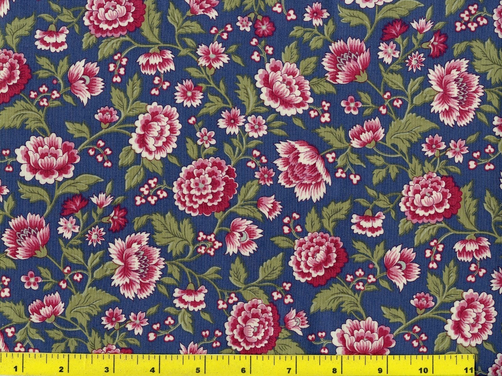 Light Burgundy Flowers on Dark Blue Quilting Fabric by Yard 878 eBay