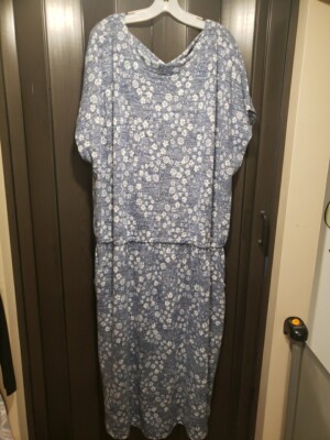 Lularoe Isla Dress NWT Womens 3XL Short Sleeve Blue Floral Super Soft Pockets