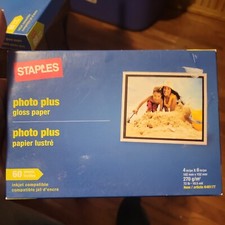 Staples Photo Plus Gloss 4x6 Inch Photo Paper 60 Sheets - For All Injet Printers