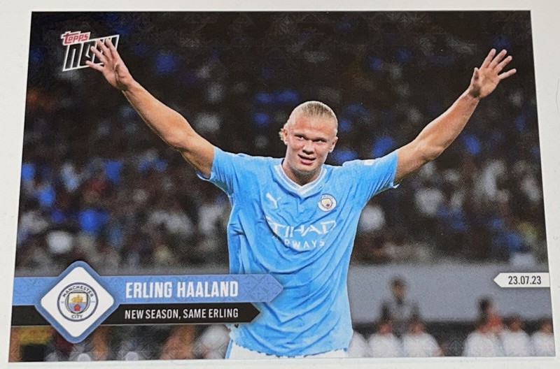 RARE ERLING HAALAND 2023 TOPPS NOW #002 NEW SEASON SAME ERLING MANCHESTER CITY
