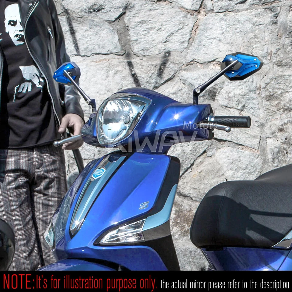 Espejos ViperII Todo Azul Ajustable se adapta a 8mm para Scooters Vespa Kymco TGB Foto 4 de 4