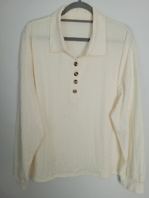 New Women's 2XL Textured Shirt Pullover Long Sleeve Stretch Blouse