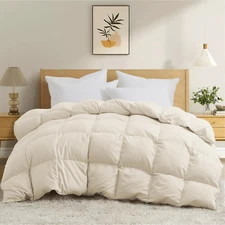 Queen Size down Comforter - All Season Ultra Soft Goose down & Feather Fiber Fil
