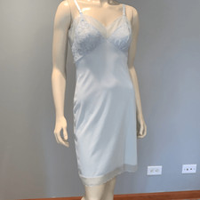 Vintage VASSARETTE Jr Blue Nylon Tricot Antron Slip Dress Size 11