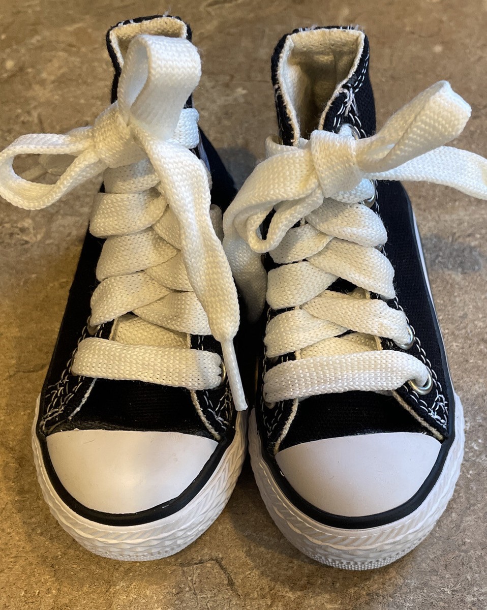 Hi Top Shoes size 12 Black& White Canvas Baby Toddler Boys