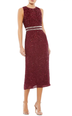 mac duggal vertical sequin midi sheath dress Mac Duggal 10509 Vertical Sequin Midi Sheath Dress Sz 10 Deep Emerald