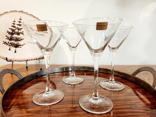 Vintage Luminarc Clear Stemmed Martini Cocktail Glasses, 4 French Stemware - Picture 2 of 10