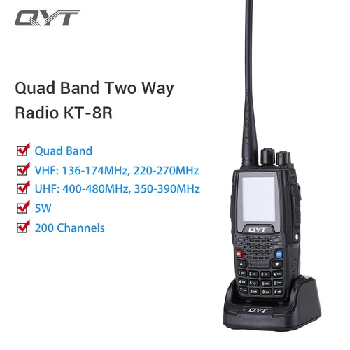 Radio bidireccional QYT KT-8R cuatro bandas 5W 200 canales VHF UHF transceptor de mano - Imagen 4 de 13