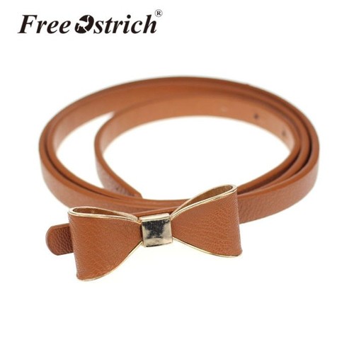 LADIES GIRLS WOMEN'S BOW TIE CASUAL SLIM THIN SKINNY FAUX LEATHER WAIST BELT - Picture 4 of 8