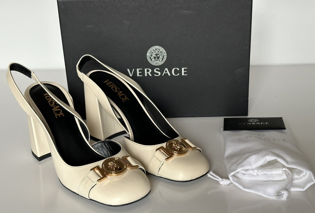 Versace Medusa Head Sling Back Calf Leather Shoes 7 US (37