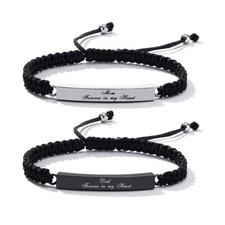 Adjust Braided Memorial Bar Bracelet Heart Cremation Memorial Urn Ashes Bracelet