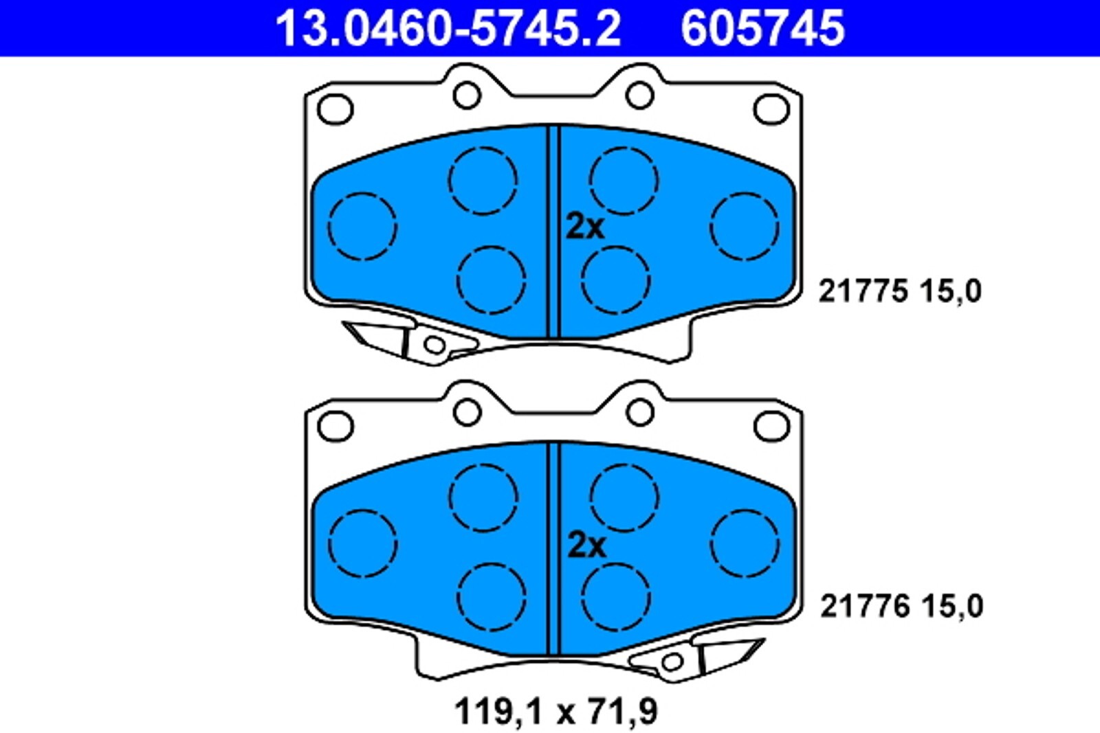 Plaquettes de frein Toyota Land Cruiser 4.0 4.5 résistant au sifflement 90-97