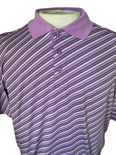 St Andrew’s of Scotland Men’s Polo Shirt Size Large Purple White Black Stripes - Picture 3 of 9