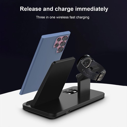 3in1 Wireless Charging Dock Charger Stand For Samsung Galaxy S24 Note20 Watch 6 - Picture 9 of 25