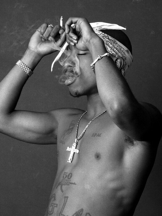 V2869 2Pac BW Smoke Tupac Shakur Tattoosper Hip-Hop Decor WALL