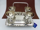 WALKER & HALL SHEFFIELD ENGLAND Antique Silver Plated Egg Cup Set