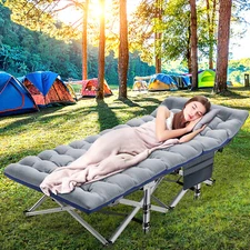 Folding Camping Cots Heavy-Duty Out Cot Adults Military Bed W/Carry Bag&Mattress