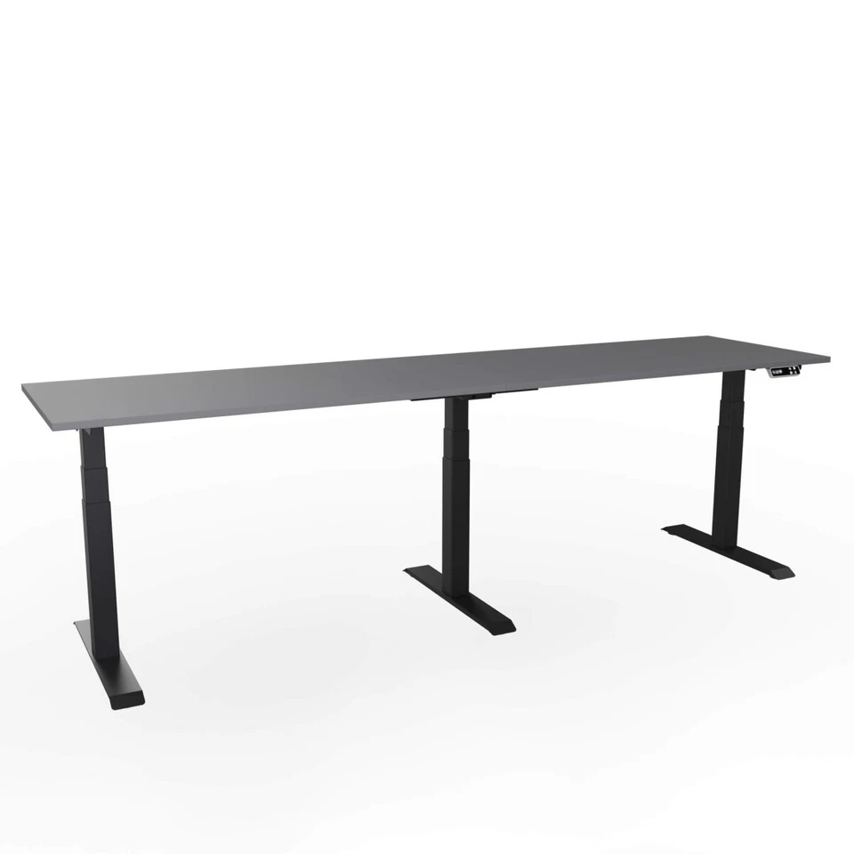 EIGENTLICH Höhenverstellbarer Schreibtisch extra lang Gestell Schwarz 240-280 cm