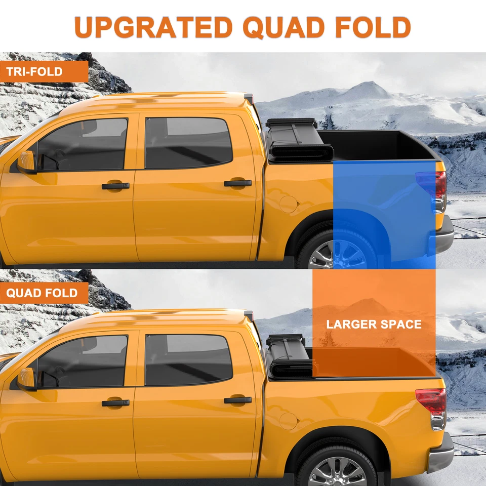 5.5FT 5.6ft Tonneau Cover Truck Bed For 2009-14 Ford F150 F-150 4 FOLD w/Lamp Foto 2 de 4