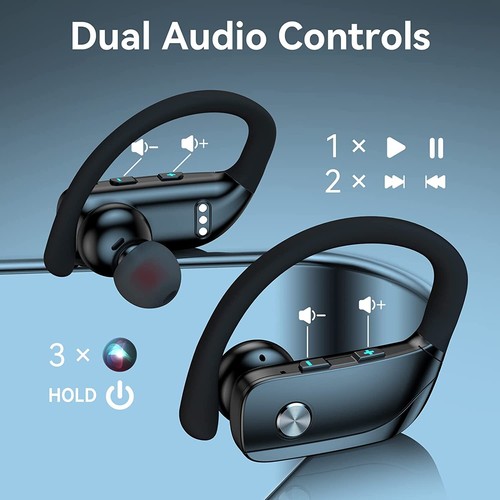 Bluetooth 5.0 Headset TWS Earphones Earbuds Stereo Headphones Ear Hook Mic Sport - Picture 5 of 6