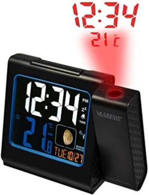 LA CROSSE TECHNOLOGY-WT551 -BLA Funkwecker, mit Projektion in Rot, farbiges LCD