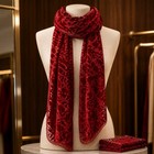 BETSEY JOHNSON NWT $58 Dark Red Crushed Velvet Women's Elegant Scarf Lace Edging — photo 2